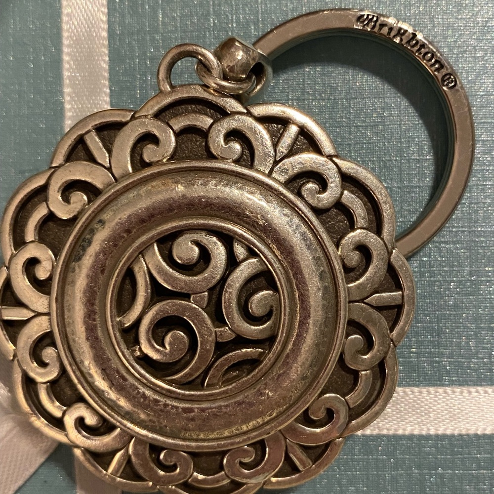 Brighton Silver Key and photo fob with Intricate Design